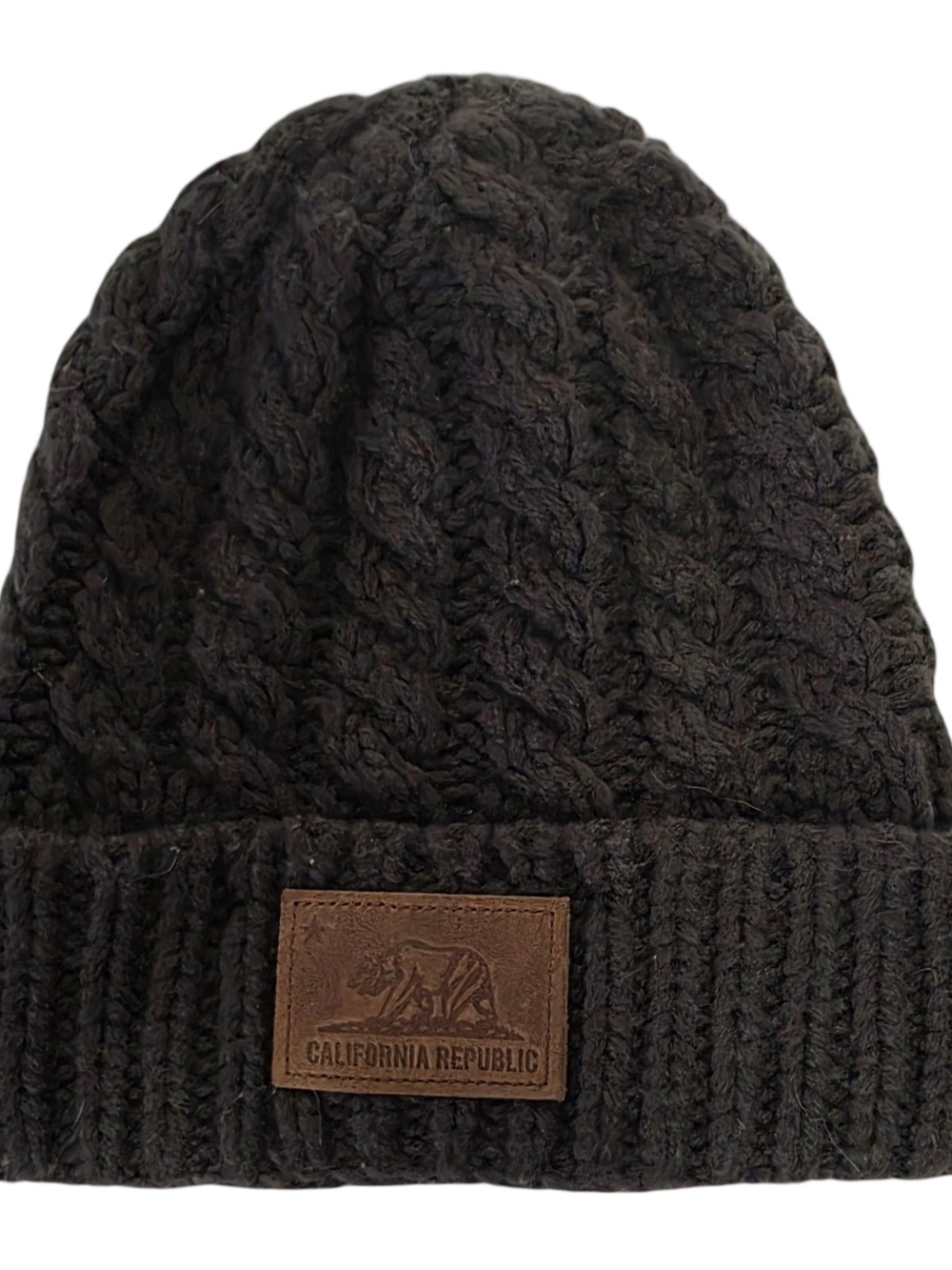 '47 Brand California Republic Black Cable Knit Cuffed Beanie One Size - Picture 1 of 4
